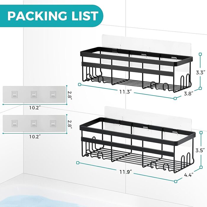 Полка для душу HomeHacks без свердління, нержавіюча сталь, 2 шт. - органайзер для ванної, кухні та вітальні