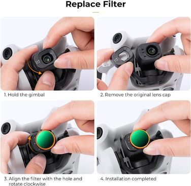 Набір фільтрів K&F Concept Mini 4 Pro: ND, CPL, поляризаційний, 6 шт. Сумісний з DJI Mini 4 Pro, багатошарове покриття, оптичне скло HD, алюміній