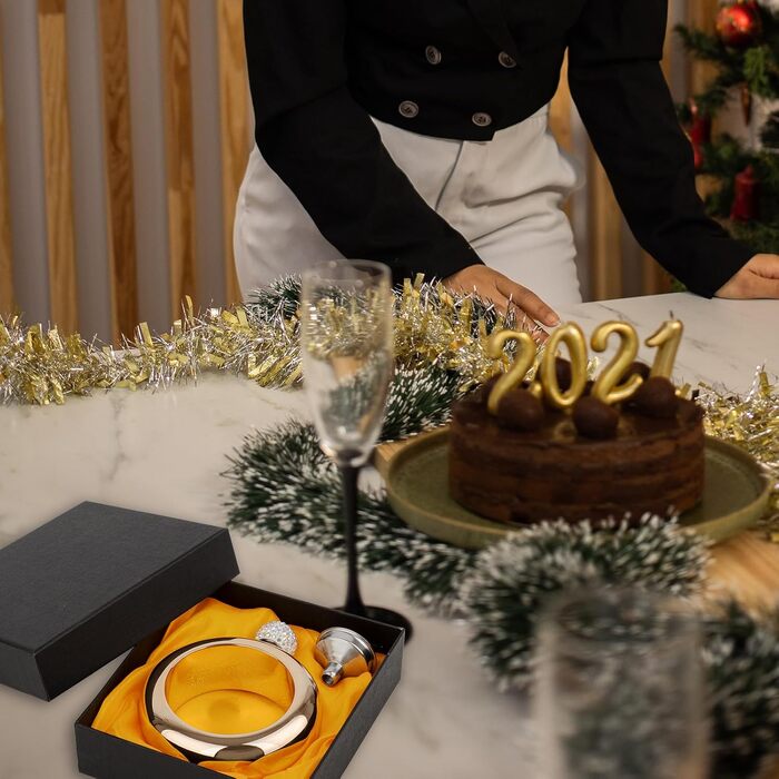 Браслет-фляга TOPTIE з кришталевою кришкою зі сталі, 100 мл, колір рожеве золото — стильний аксесуар для вечірок та подарунок