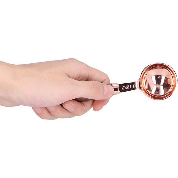 Measuring Spoon Set, 4 Measuring Cups in Rose Gold with Scale, Stainless Steel Measuring Spoons for Kitchen Utensils (Size: S)