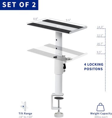 Кріплення для акустики VIVO: універсальні підставки для колонок, 2 шт., білі, регулювання висоти та нахилу