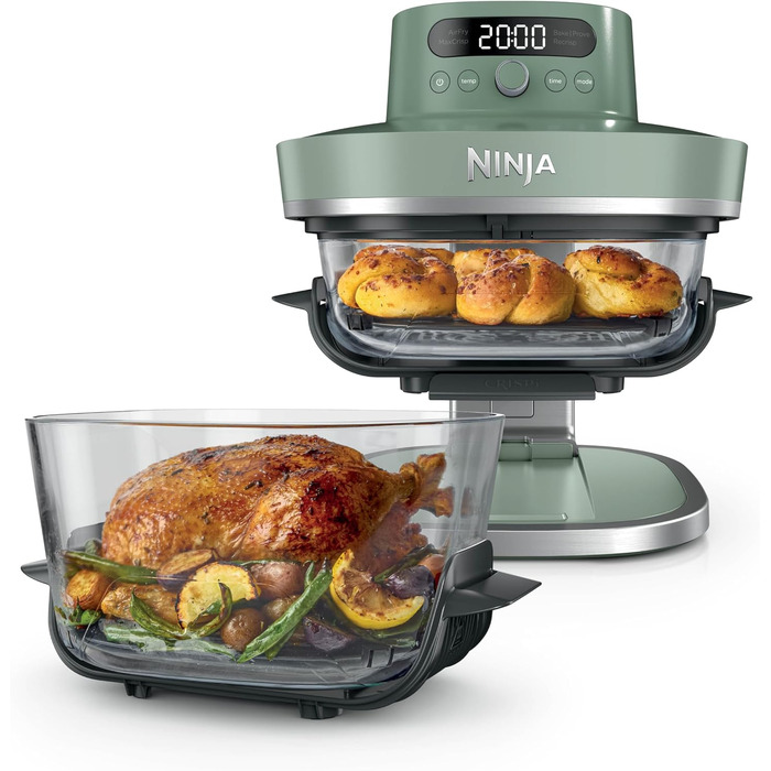 Скляна аерофритюрниця Ninja CRISPi PRO XL з 5 функціями, мохово-зелена