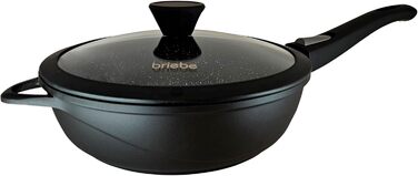 Набір посуду Induktion BRIEBЕ 12-ти частинний: 4 казани з алюмінію, 2 сковорідки з антипригарним покриттям ILAG GRANITEC (без PFOA), кришки зі скла, рукавички з силікону. Підходить для індукційних, газових плит та духовки.