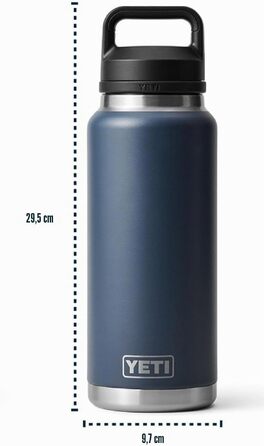 Термофляга YETI Rambler 1Л (1000 мл) з нержавіючої сталі з герметичною кришкою Chug Cap для гарячих та холодних напоїв, колір Charcoal