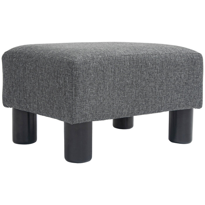 HOMCOM Footstool with Linen Look Modern Upholstered Footstool Ottoman for Bedroom, Living Room, Dark Grey | Aosom