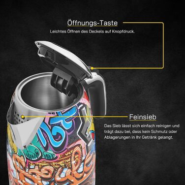 Електричний чайник WATER 3300 C, 1,7 л, 2200 Вт, антинакип, захист від перегріву, чорний (Графіті)