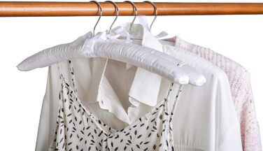 Amber Home 10-Piece 43cm White Satin Clothes Hangers, Soft Silk Hangers for T-Shirt, Shirt, Coat, Dress, Tank Top, Wedding Dress, Sweater with Swivel Hook