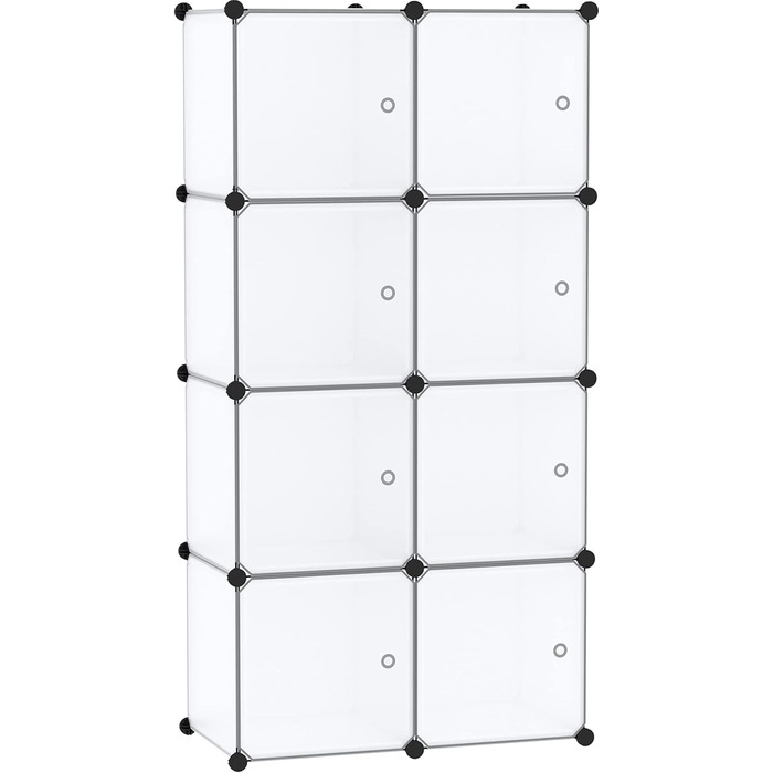 C&A HOME USBTM3TM3 Cube Storage Organizer with Doors, 8-Cube Shelf, Cabinet, DIY Plastic Modular Bookshelf, Living Room, 63 cm L x 31.5 cm W x 122.9 cm H White 008B-. Door
