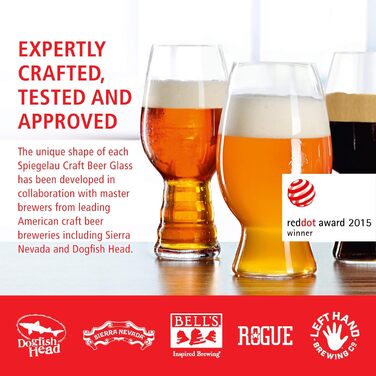 Пивні келихи Spiegelau Beer Classics 475 мл, 4 шт, кришталеве скло, бірутульпани, для пива, можна мити в посудомийній машині