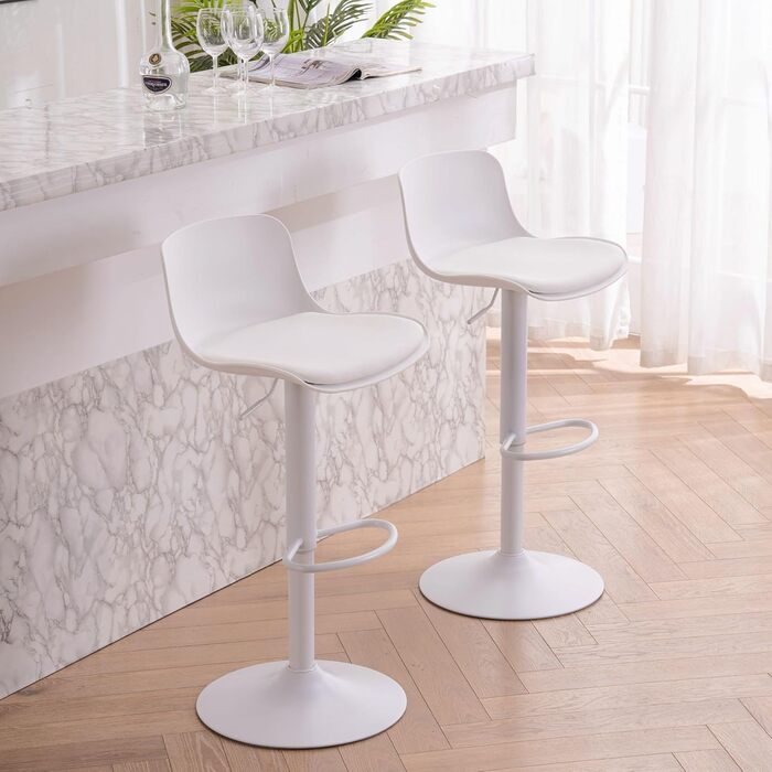 YOUNIKE Adjustable Bar Stools 2-Pack - Faux Leather Kitchen Bar Chairs with Backrest - Counter Height Stools for Bar & Kitchen