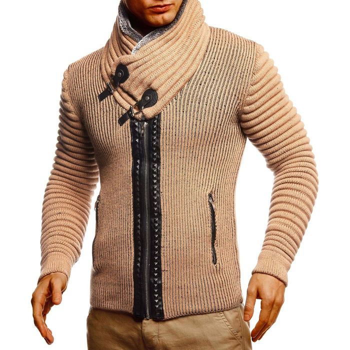 Чоловічий кардиган Leif Nelson з блискавкою, Regular Fit, колір: коричнево-бежевий (XL)