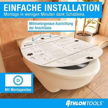 Сидіння для унітаза ATHLON TOOLS овальної форми (O-form) з мікроліфтом Soft-Close, Duroplast, антибактеріальне та стійке до подряпин, біле