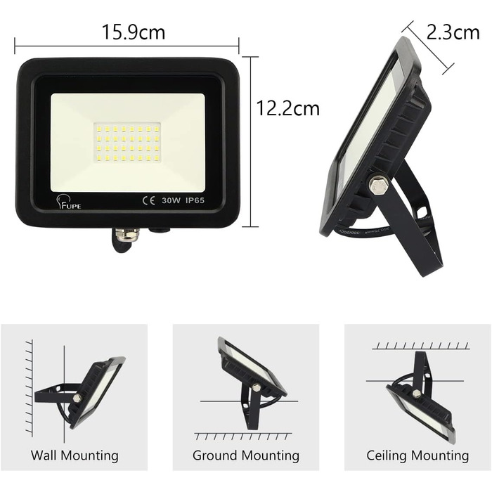 LED Floodlights Outdoor, LED Floodlights 100W, LED Outdoor Floodlights IP65 Waterproof, LED Spotlight 10000LM, LED Spotlight Outdoor 3000K Warm White, for Backyard, Garage, Hallway, Garden [Black] (6500k Cool White, 35W [1 Piece Black])