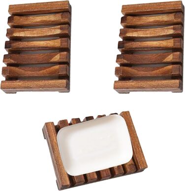 Дві дерев'яні мильниці еко-стилю для ванної кімнати та кухні, ручної роботи, біорозкладні