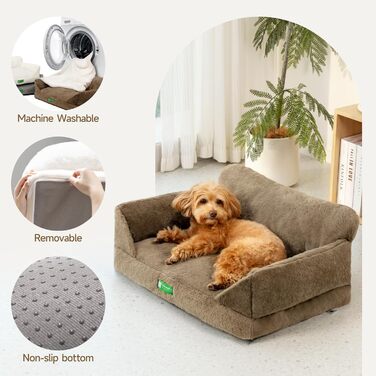 MEWOOFUN Cat Cave Cat Bed for Indoor Cats, Cute Kitten Bed Pet Sofa with Removable, Washable Cover and Anti-Slip Bottom for Small Dogs (White, ) (M, Brown)