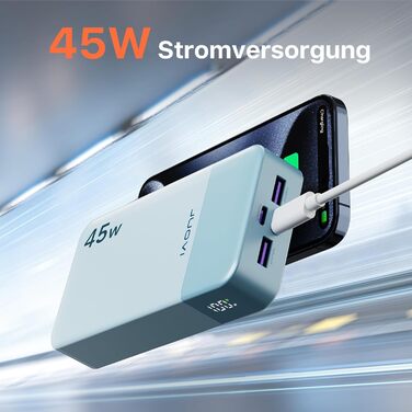 Power Bank JUOVI J2621, 20000mAh, 45W, для Switch, MacBook, iPhone, Samsung, Steam Deck та інших пристроїв (блакитний)