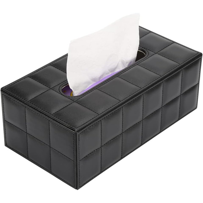 KINGFOM™ Rectangular Leather Cosmetic Tissue Box for Home/Office/Car (Black)