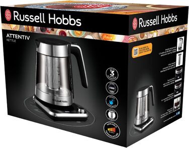 Електричний чайник Russell Hobbs з регулюванням температури та ситом (40-100°C), нержавіюча сталь, 1.7л, 2400W, з функцією підігріву, для дитячого харчування