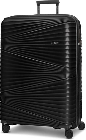 Ultra-light Hard Shell Checked Luggage | Large XL Trolley 50 x 32 x 75 cm | 103 Liters | 3.63 Kg Polypropylene | TSA Lock (Collection 02) (Black Metallic, Suitcase L (75 cm))