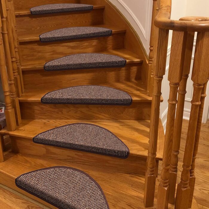 Anti-Slip Stair Treads - 15 Piece Set - 22x65 cm - Adhesive, Non-Slip Carpet for Wooden Stairs - Beige-Brown
