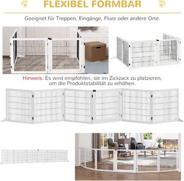 Захисне загородження для собак PawHut - регульоване, самостійне, дерев'яне, 6 панелей, 70H x 432B см