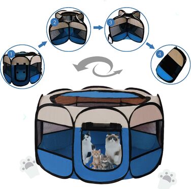 Клітка-забіг для цуценят та котів 114x114x59 см, клітка для тварин в квартиру, забіг для собак та котів, вольєр для кроликів та інших дрібних тварин (сірий)