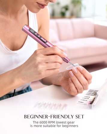 Електрична фрезерна машинка JOREST 13-в-1 бездротова, 35 000 об/хв, 6 режимів - набір для манікюру для гелевих та акрилових нігтів, догляд за нігтями для початківців, рожевий колір