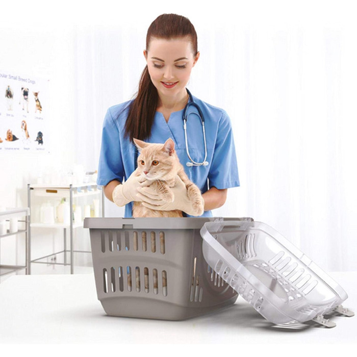 Транспортний бокс для котів Transportbox Katze Open Top - блакитний, 49 x 34 x 32 см