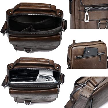 Чоловіча сумка через плече ANPTER: шкіряна, вінтажна, месенджер, через плече, для телефону (колір: коричневий)