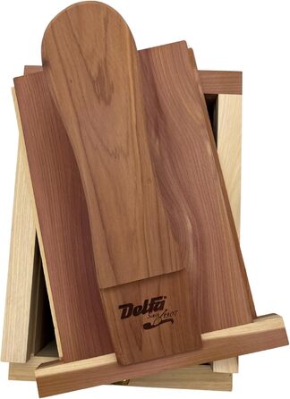 DELFA Shoe Care Cedar Wood Box - Real Wood Box with Bama Care Products - 5-Piece Shoe Care Set - Cream, Brush, and Polishing Cloth