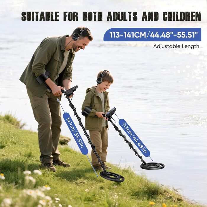 Металодетектор Profi з 2 акумуляторами, 5 режимів, для дорослих та дітей, водонепроникний IP68, регульована стійка (Морська блакить)