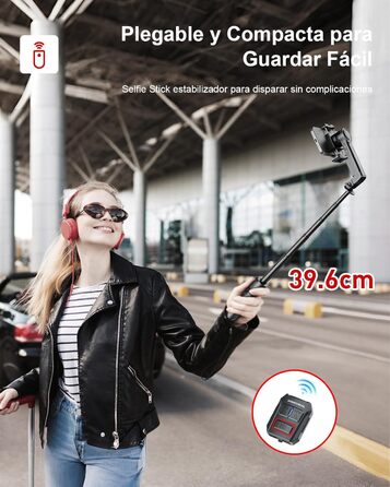 Штатив-стабілізатор KOSCHEAL A10 для смартфонів з підсвічуванням та пультом ДУ, 360° оберт, для iPhone та Android, для зйомки Vlogs та TikTok - Чорний