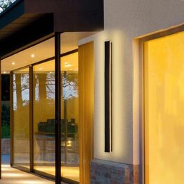 Long Villa Wall Light Black Waterproof IP65 Aluminum Acrylic Outdoor LED Wall Light for Gardens, Terraces, Bedrooms, Living Rooms, Indoor, 30cm/12w, Warm light (80cm/25w*1)