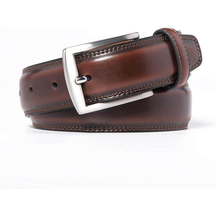 Чоловічий шкіряний ремінь Fabio Valenti – для костюмів, джинсів, уніформи, з односторонньою пряжкою, дизайн США, 40-42, махагон