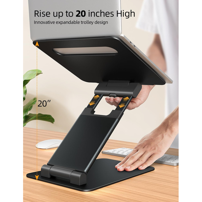 Підставка для ноутбука NULAXY, регульована висота, чорна. Сумісна з MacBook та іншими ноутбуками 10-17