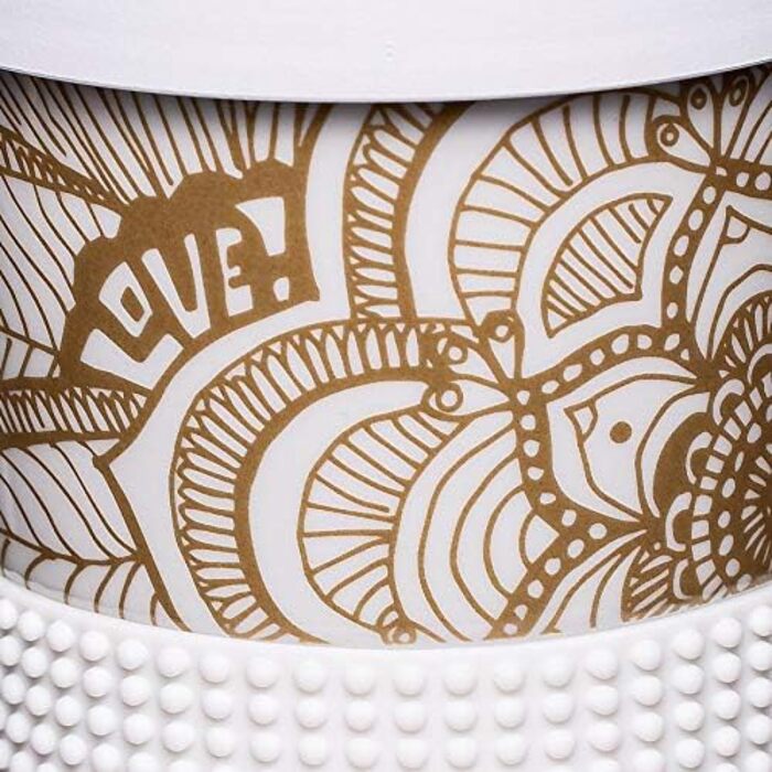 Mahlwerck Coffee-to-go Cup, Porcelain Coffee-to-go Cup with Leak-proof Lid, Design, Grey, 400ml (1 piece (1-pack), Gold)