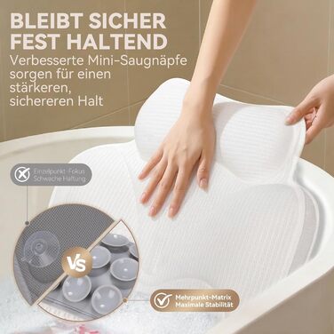 Подушка для ванни з 3D Air Mesh, нековзна подушка для шиї у ванну, швидковисихаюча м'яка подушка для ванни (біла)