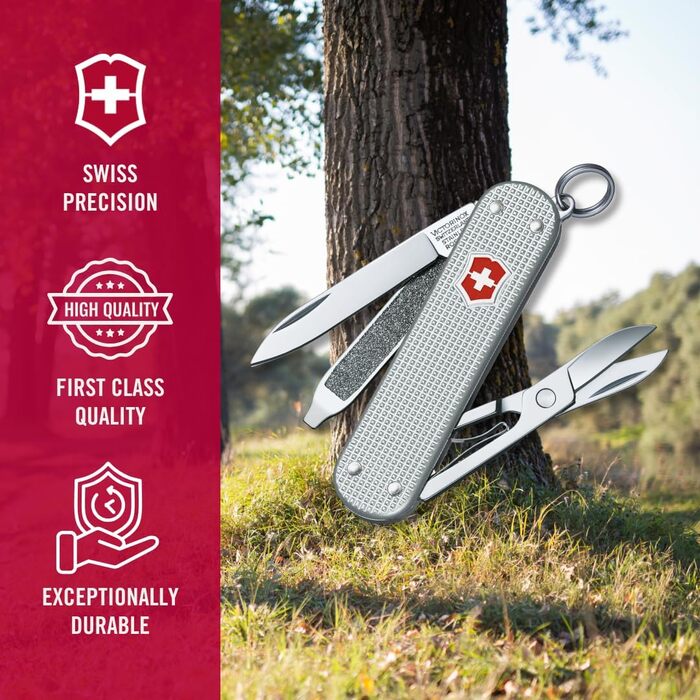 Мультитул Victorinox Classic SD Alox – Швейцарський ніж, 5 функцій, сріблястий, з напилком