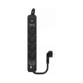 Мережевий фільтр Kerg, 4 розетки, USB-C та USB-A, чорний, 1.5 м, 3680 Вт