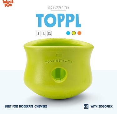 WEST PAW Zogoflex Toppl Treat Dispenser Dog Toy Puzzle - Interactive Chew Toy for Dogs - Dog Toy for Moderate Chewers, Fetching, Catching - Holds Dry Food, Treats (XL, Oma Smith)