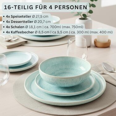 Набір кавових чашок з блюдцем Sängер (8 шт.), 160 мл, кераміка, кремовий колір, для 4 осіб, преміум-якість