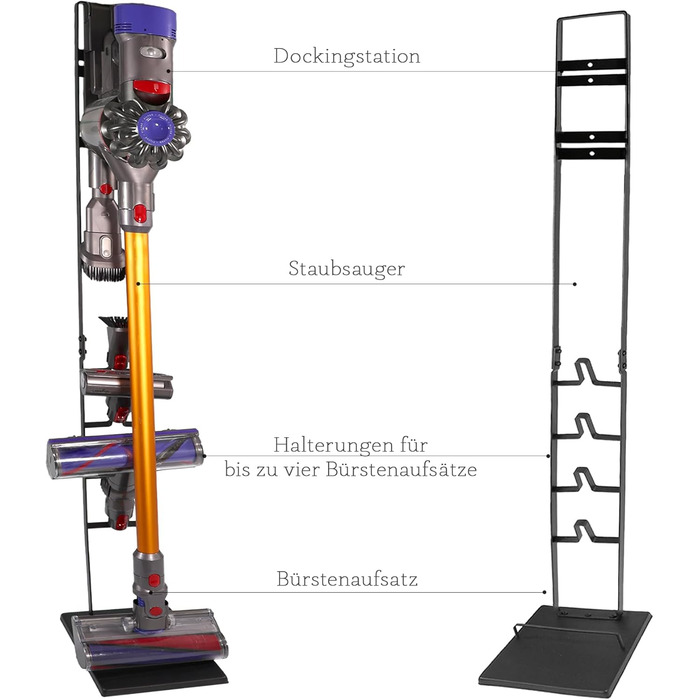 Підставка для акумуляторного пилососа, ручного пилососа, підлогого пилососа: аксесуари, станція зарядки, без свердління, чорний колір