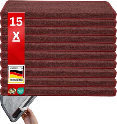 Сходинкові килимки Casa Pura London, 15 шт., 11 кольорів, міцне кріплення, стабільна кутова рейка, винно-червоний (прямокутні)