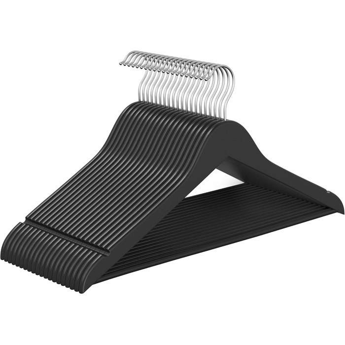 Плечики SONGMICS для одягу з дерева, набір 20 шт., тонкі, для сорочок та курток, з вирізами для плечей, поворотний гачок 360°, з натурального дерева берези, білий, CRW0W02