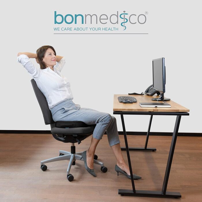 Ортопедична подушка для сидіння Bonmedico з Memory Foam Gel - для автомобіля, офісу, крісла колісного - чорна сітка, велика