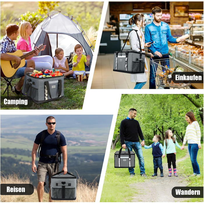 Сумка-холодильник INSMEER 48L: велика, містка, для пікніків, кемпінгу та пляжу (темно-сірий)