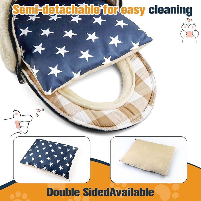 Кіт Хаус Індор, Тепле Гніздо-Печера для Кітів, 2-в-1, Ліжко-Печера для Кітів та Маленьких Собак з Знімним Подушечкою, Прати, 37x32x30 см