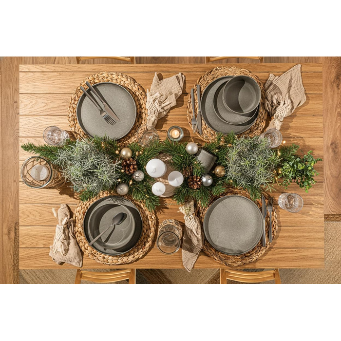 Набір посуду SÄNGER Kairo Clay 24 частини: 6 тарілок для їжі, 6 тарілок для десерту, 6 мисок для пасти, 6 салатників. Серія VALUE COLLECTION, сірий колір, керамічний посуд для 6 осіб