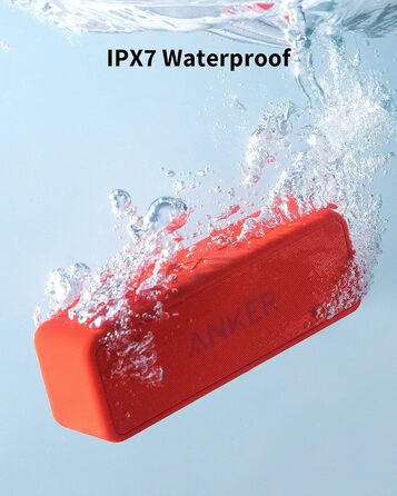 Портативна Bluetooth колонка Anker SoundCore 2, червона: потужний звук, глибокий бас, 24 години роботи, IPX7 водозахист, для iPhone, Galaxy та інших пристроїв