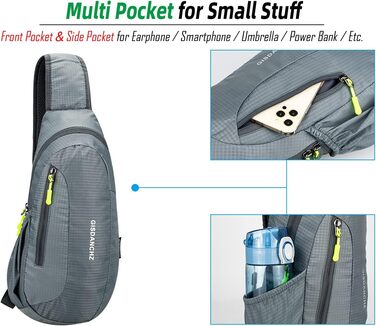 Водонепроникна сумка через плече з нейлону Gisdanchz - рюкзак-грудна сумка для спорту, подорожей (сірий, 41*21*10 см)